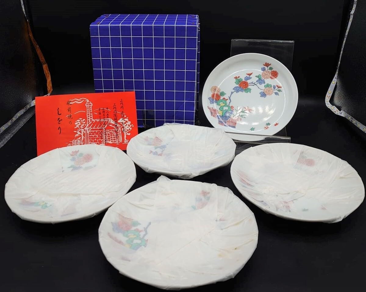 文武堂有田 哲山作 色絵皿 ５枚 箱栞付き完品 品