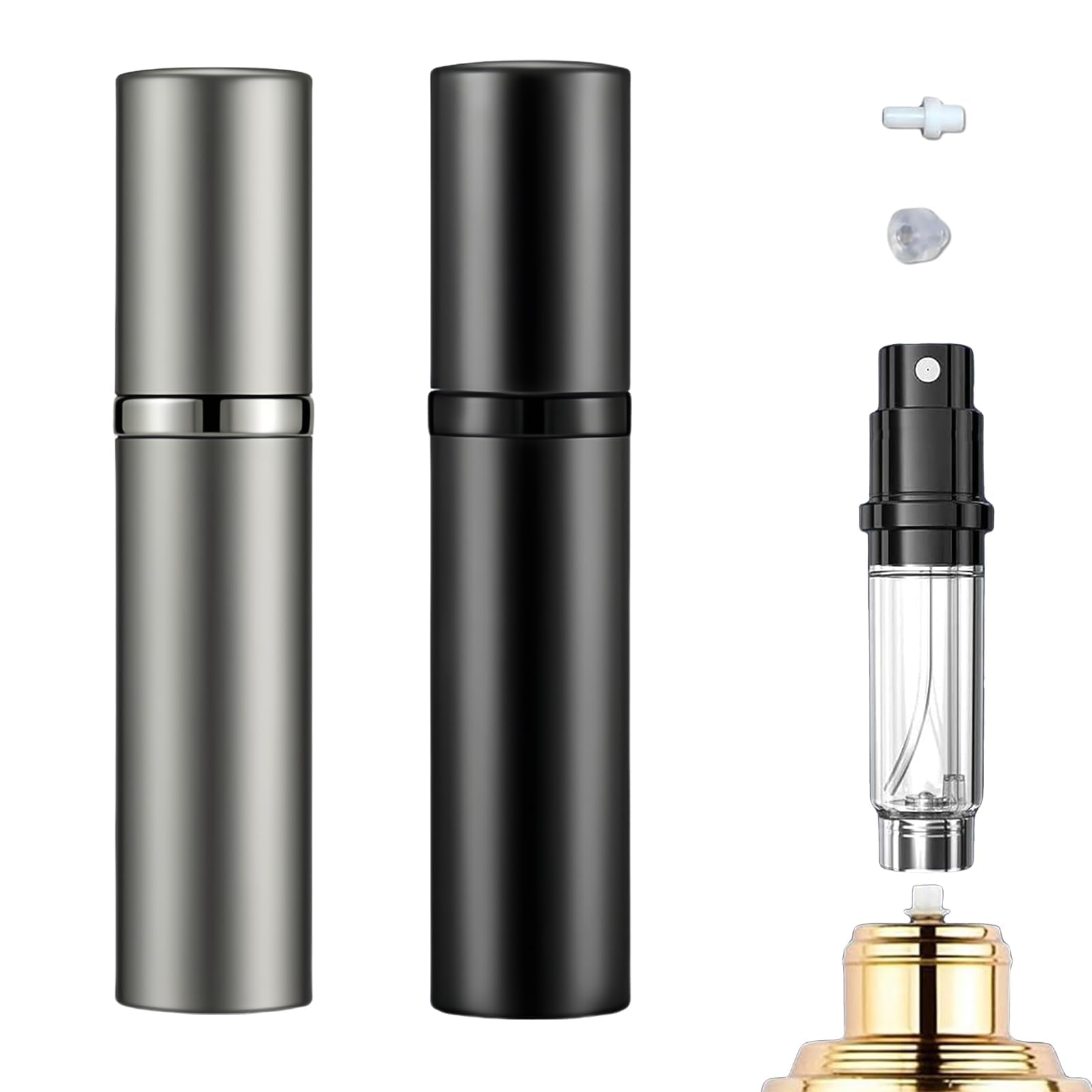 2 x Empty Refillable Travel Perfume Vaporizers, Perfume Spray for Travel, Women and Men (5 ml, Black, Grey)-image-15