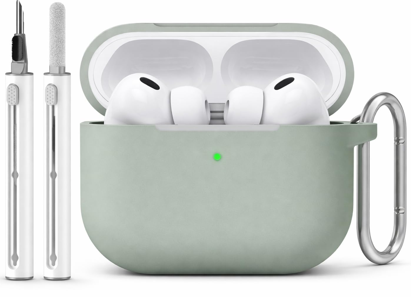 Meyaar for AirPods Pro 3 Case 2025 with Cleaner Kit,Soft Silicone Protective Cases for Apple AirPods Pro 3rd Generation Case for Women Men,AirPod Pro 3 Cases Cover with Keychain (Pista Green)-image-36