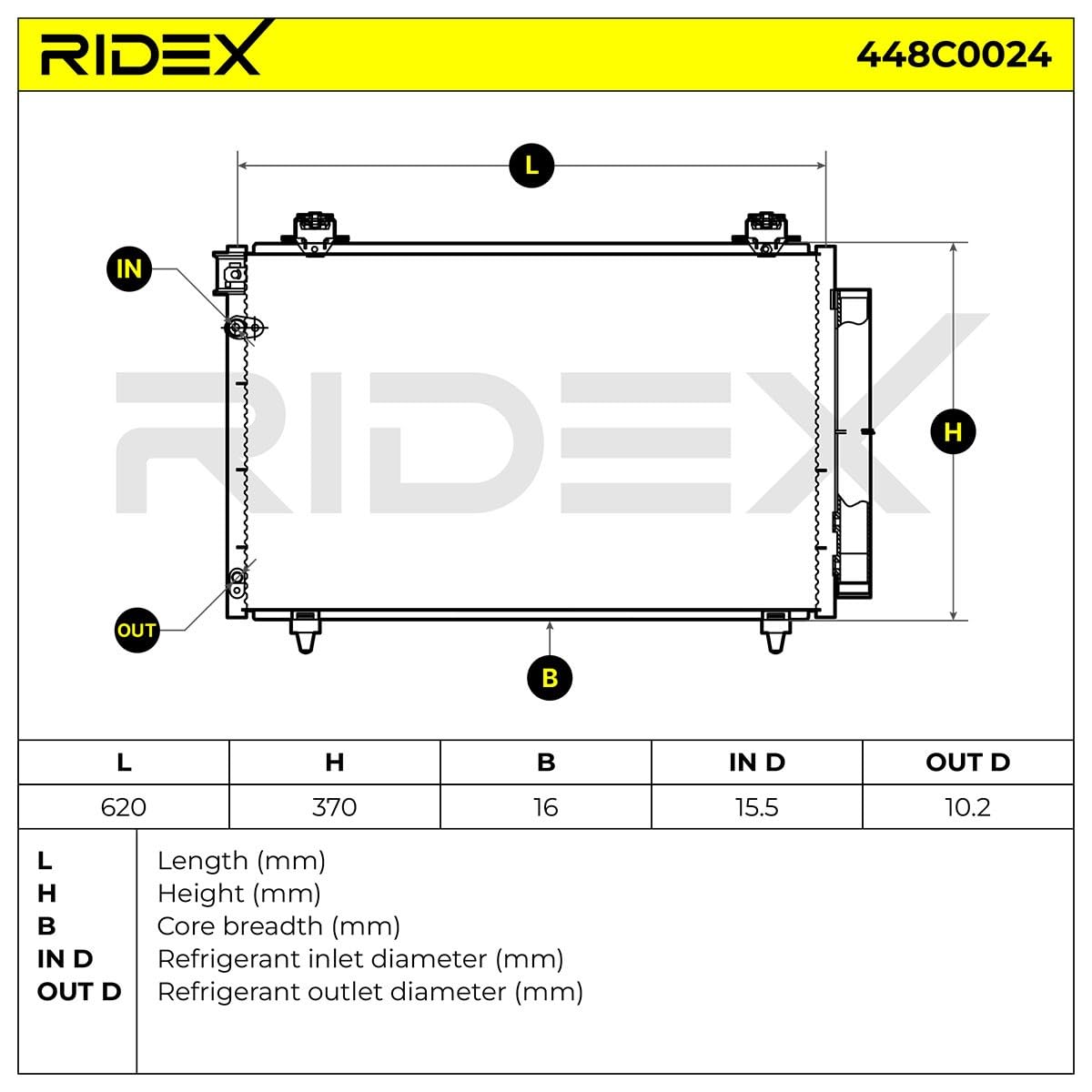 RIDEX 448C0024 Condensatore climatizzatore con essiccatore Compatibilità con FORD S-MAX WA6