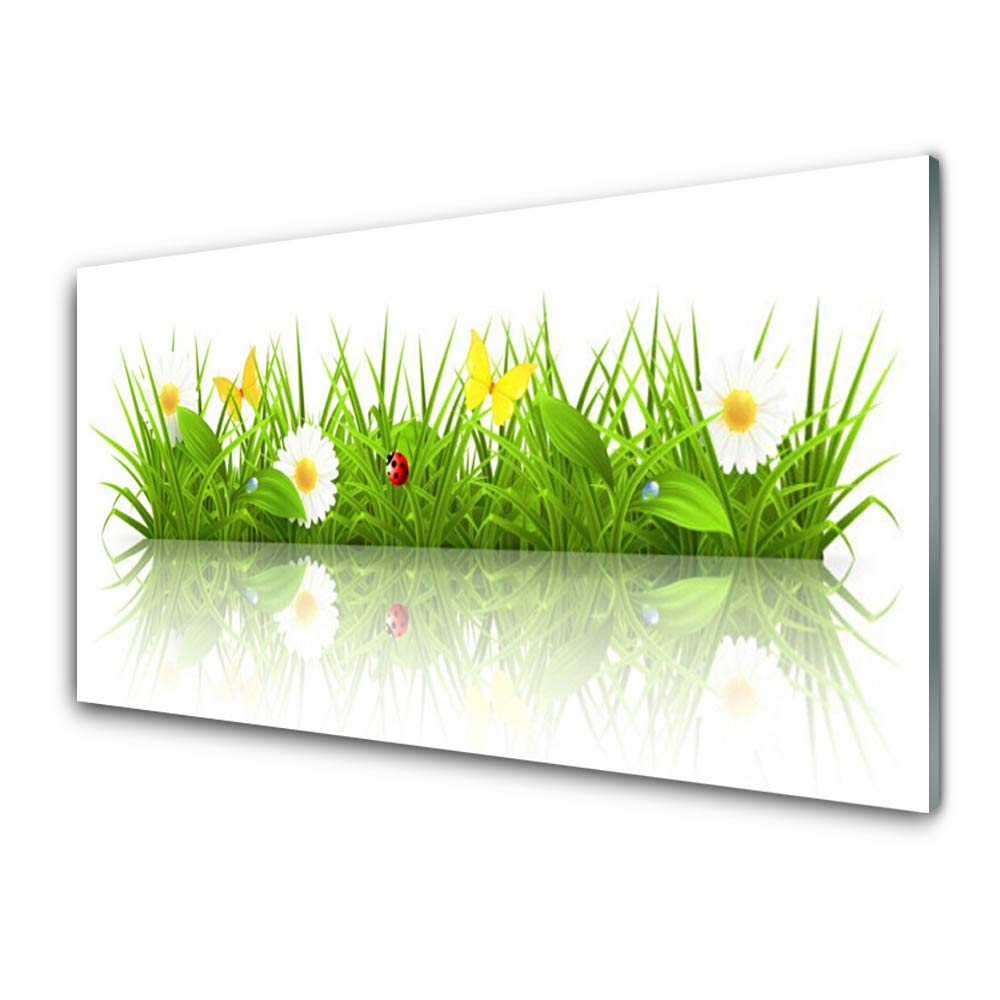Tableau Mural Herbe Nature en Verre Acrylique Tulup 100x50cm Idéal pour Décorer un Salon Moderne