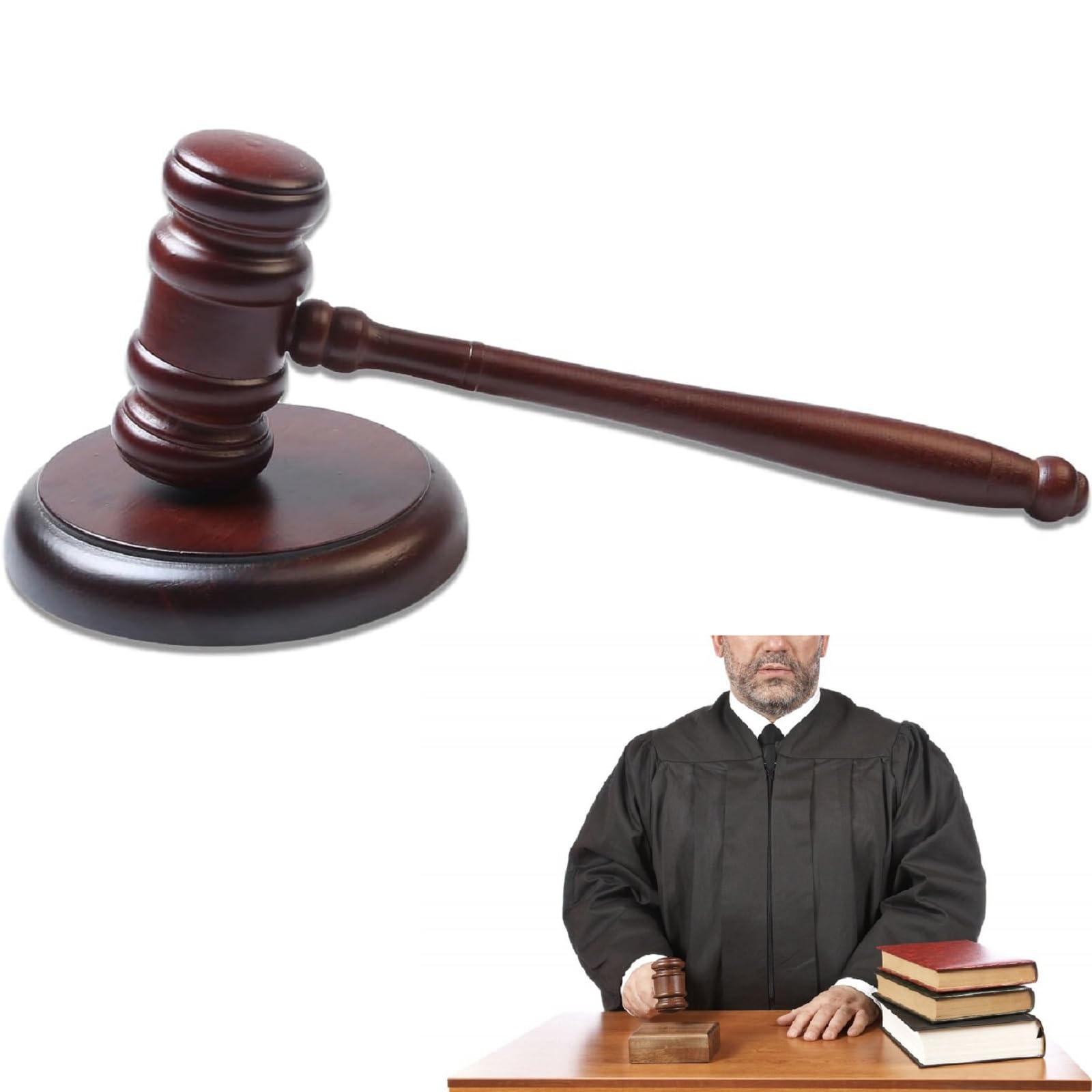 Juego de Martillo de Subastas de Madera,Martillo de Juez y Bloque de Resonancia,Martillo del Juez,Martillo de Madera,Martillo de Juez de Madera,Martillo con Bloque de Sonido Perfecto para Abogados