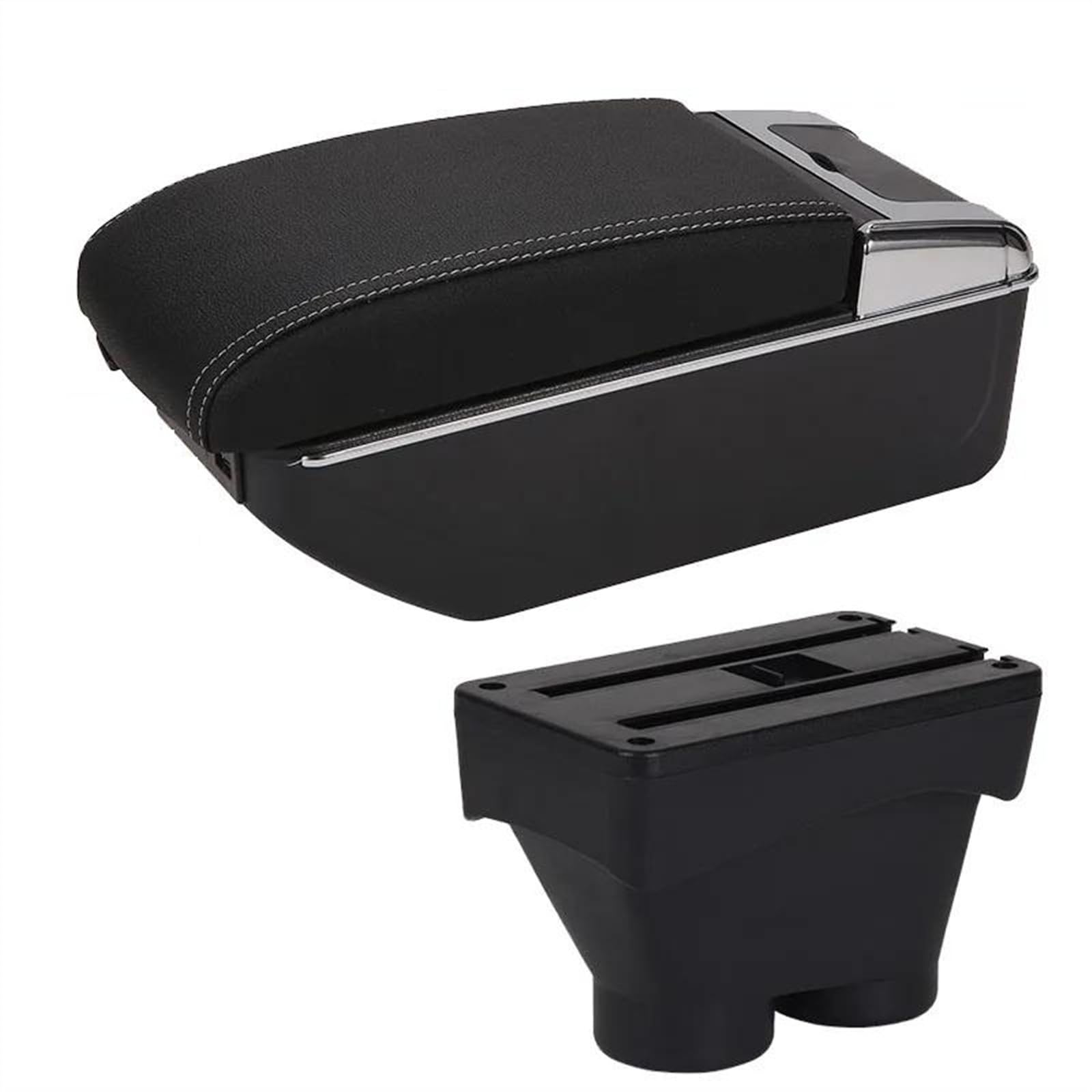 NMJLQW Storage Rack Car Center Console Storage Box Multifunctional Armrest Storage Box Interior Accessories For 208 2012-2018(B3 Black white 7USB)