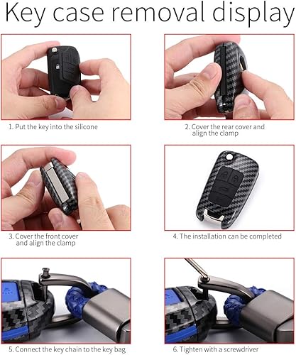 Miniatura 7 de Funda de fibra de carbono negra + botón de silicona inteligente con 5 botones para llavero para Jeep Grand Cherokee Dodge Challenger Charger Dart