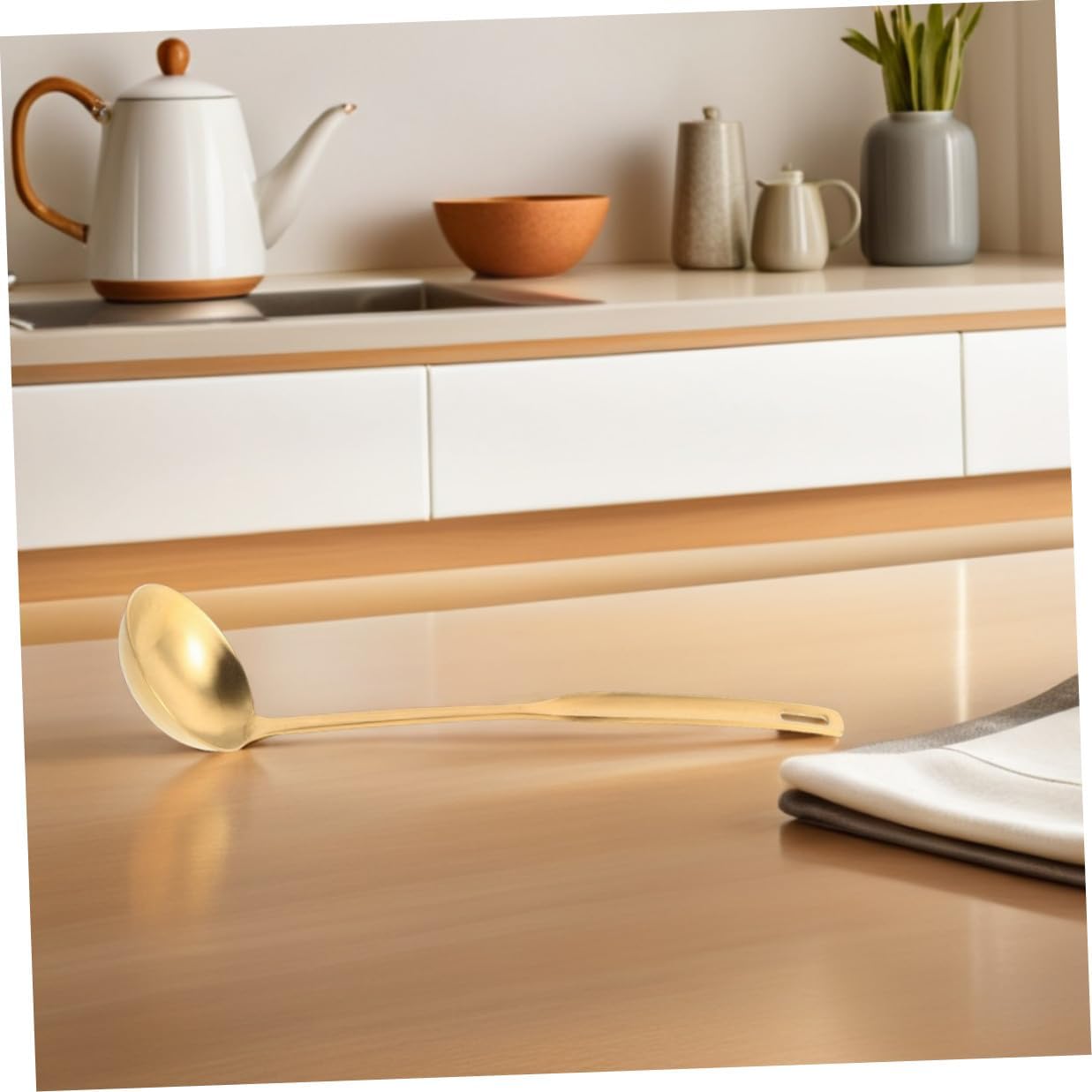 2pcs Golden Stainless Steel Soup Ladles Thickened for Hotpot and Soups