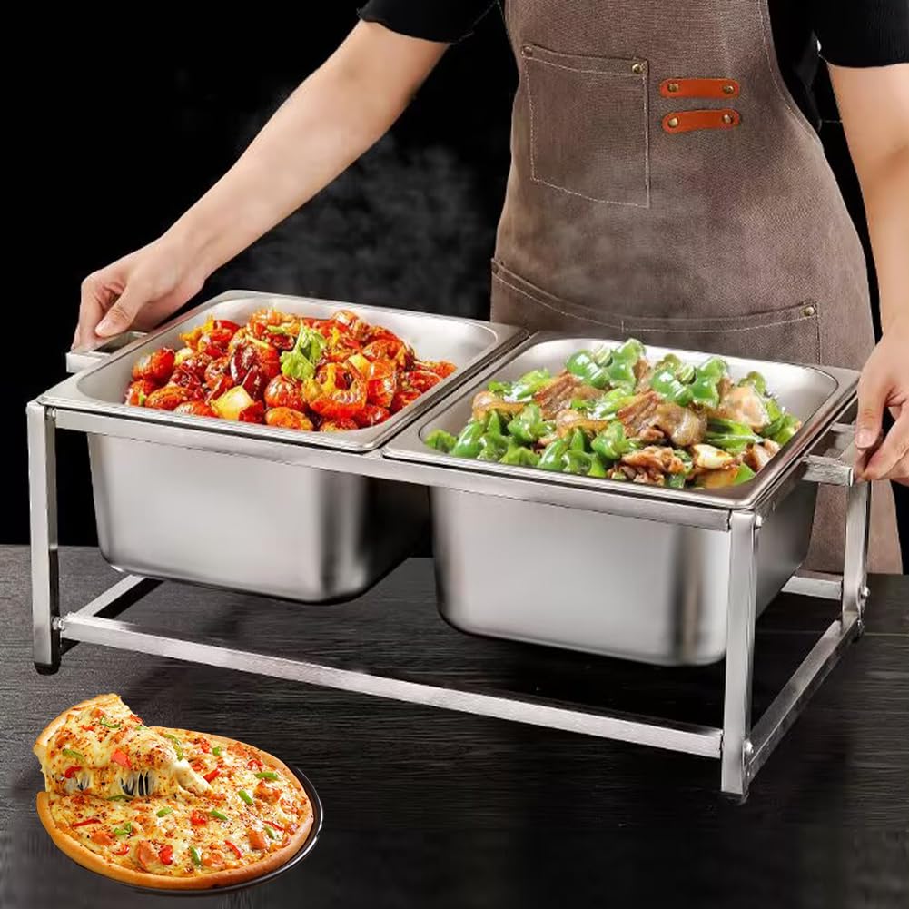 Contenitore per Condimenti E Stazione per Pizza, Grande capacità, Contenitore per Condimenti A 2 Scomparti, Contenitore per Esposizione di Alimenti Ghiacciati da Banco