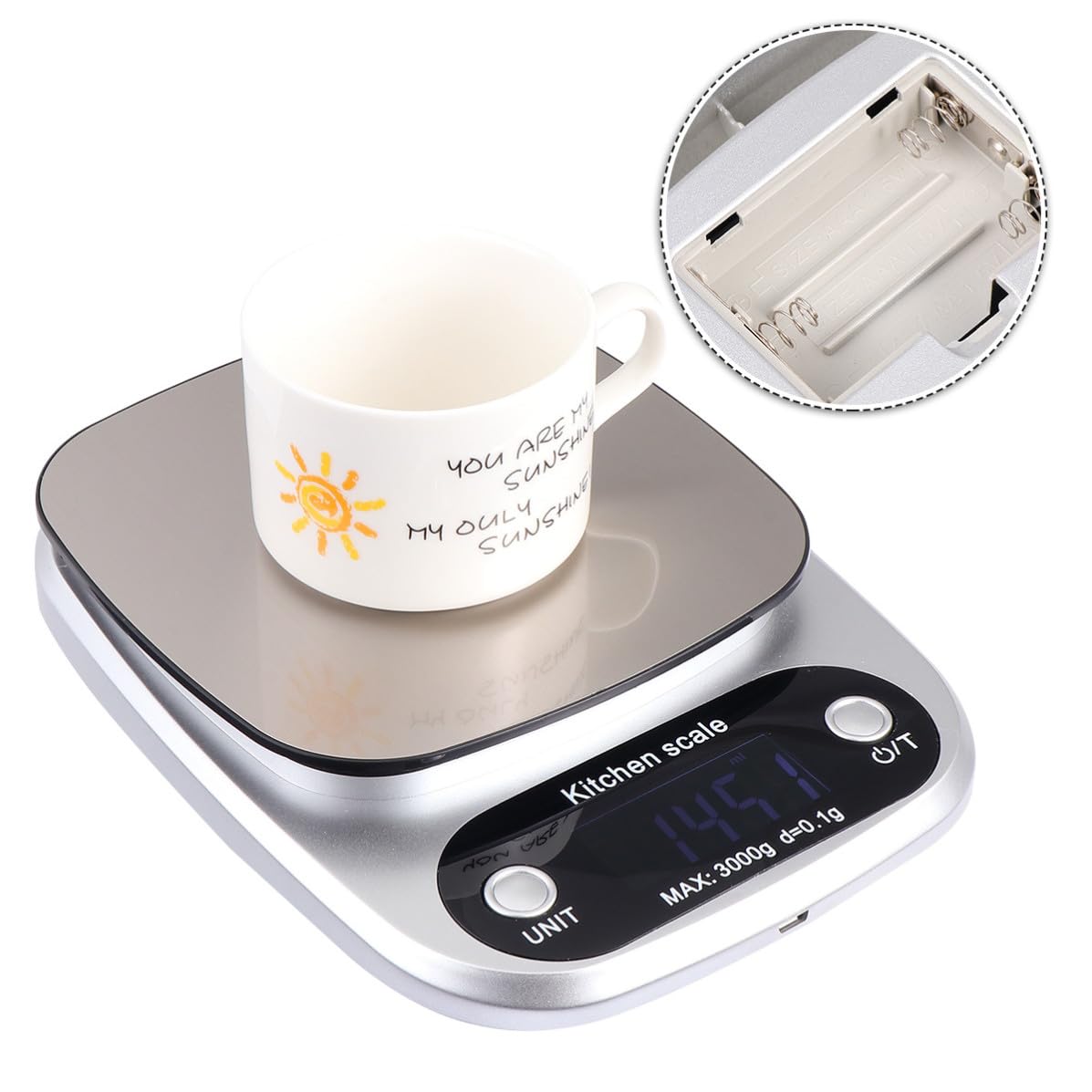 Báscula Portátil Recargable Digital Inoxidable Cocina G de de Acero 3 Kg/0,1 Pantalla Lcd para Uso en Cocina y Repostería
