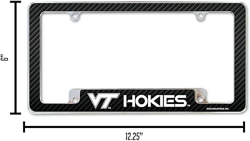 Miniatura 120 de Rico Industries NCAA Carbon Fiber 12" x 6" Chrome All Over Automotive License Plate Frame for Car/Truck/SUV