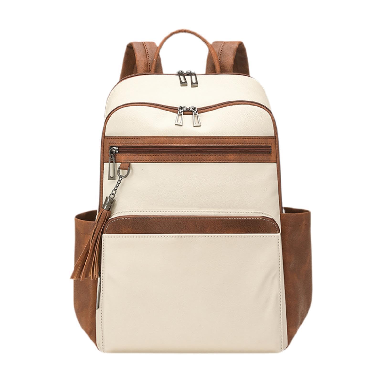 Zaino da Viaggio, Borsa per Il Weekend, Zaino per Viaggiare, per Pendolarismo, per Spostamenti Quotidiani, Bianco Marrone