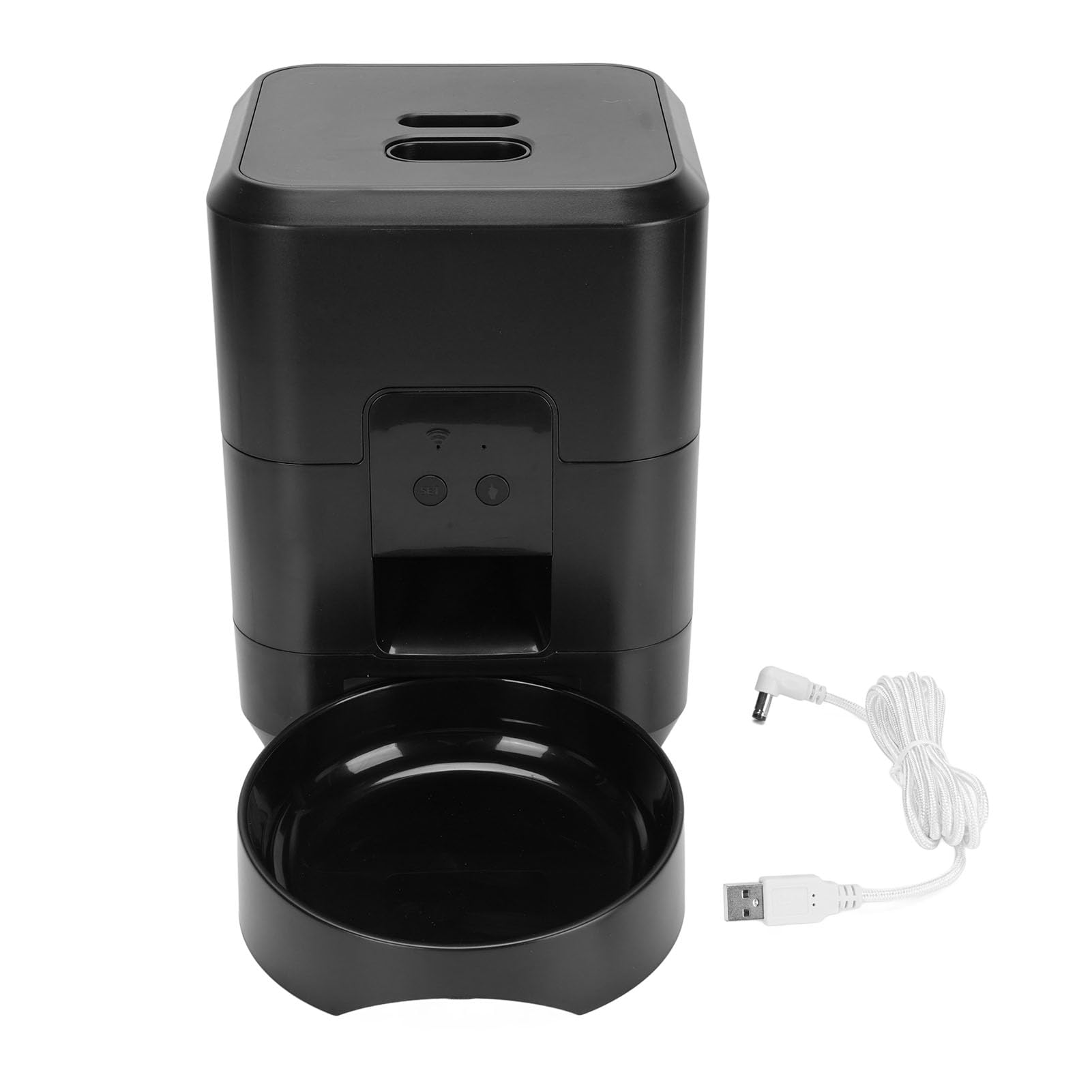 Mangeoire Automatique pour Animaux de Compagnie Connectée WiFi, Conception Polyvalente, Distributeur de Nourriture Sèche Facile à Utiliser pour Les Parents d'animaux Occupés (Black)
