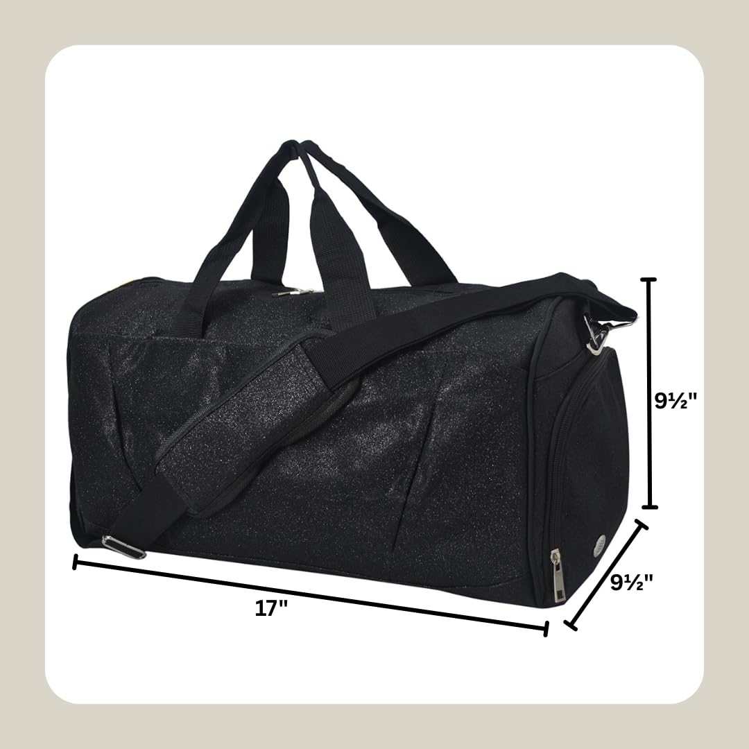 NGIL Glitter Cheers - Bolsa Deportiva para Gimnasio con Compartimento para Zapatos y pequeñas Bolsas de Viaje para Mujer, Bolsa de Gimnasio, Bolsas de Noche para Mujer, Bolsa de animación, Negro