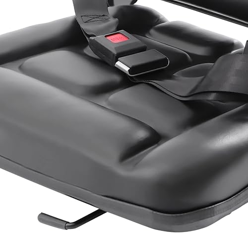 Miniatura 3 de Asiento universal de tractor de 20 pulgadas con cinturón de seguridad, asiento de montacargas plegable de PVC ajustable en 175°, repuesto GDAE10