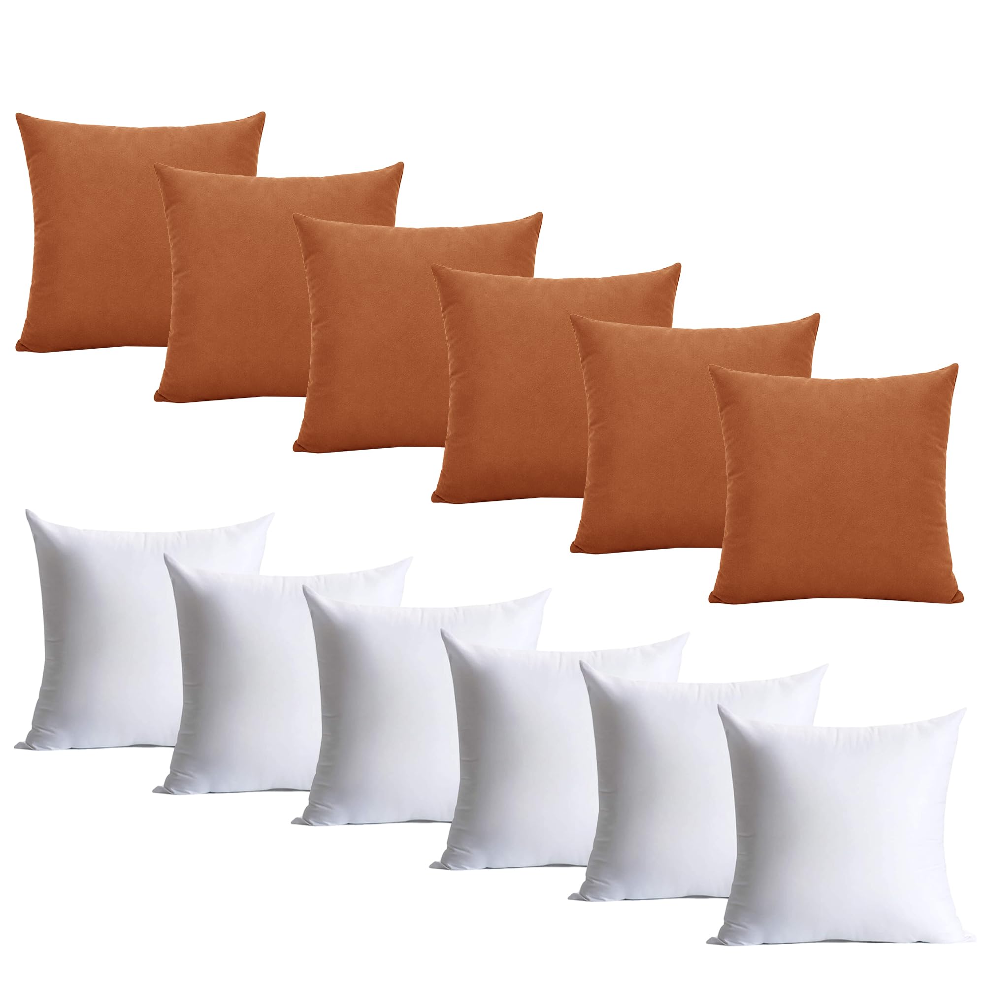 Hafaa Rust Cushions with Covers Included Pack of 6, 40 x 40 cm Soft Microfiber Cushions, Decorative Throw Pillows with Hidden Zip Closure for Sofa, Bed, Living Room & Home Décor