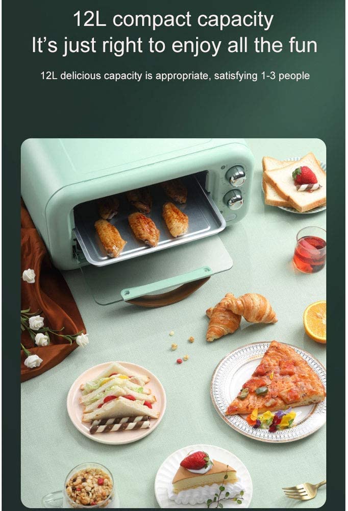 Tostapane Compatto da 12 Litri Fornello per Pane, Bagel, Biscotti, Pizza, panini Altro con teglia, Timer da 60 Minuti Funzione di spegnimento Automatico Utile