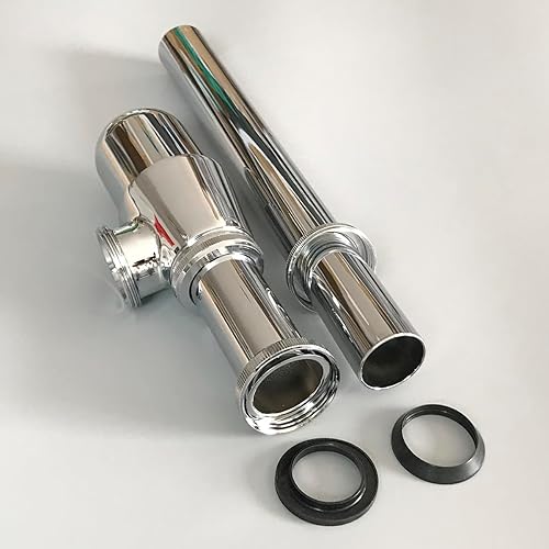 Miniatura 5 de Trampa clásica para botellas, fregadero cromado, tubo de desagüe de baño de 1-1/4 pulgadas, kit de tubo de drenaje de entrada deslizante