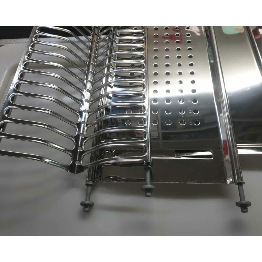 ESPOMASISHOP ScolapiattiI In ACCIAIO INOX Da Incasso Con Vaschetta Raccogligocce VARIE MISURE 86 76 66 56 cm MADE IN ITALY (56 CM)