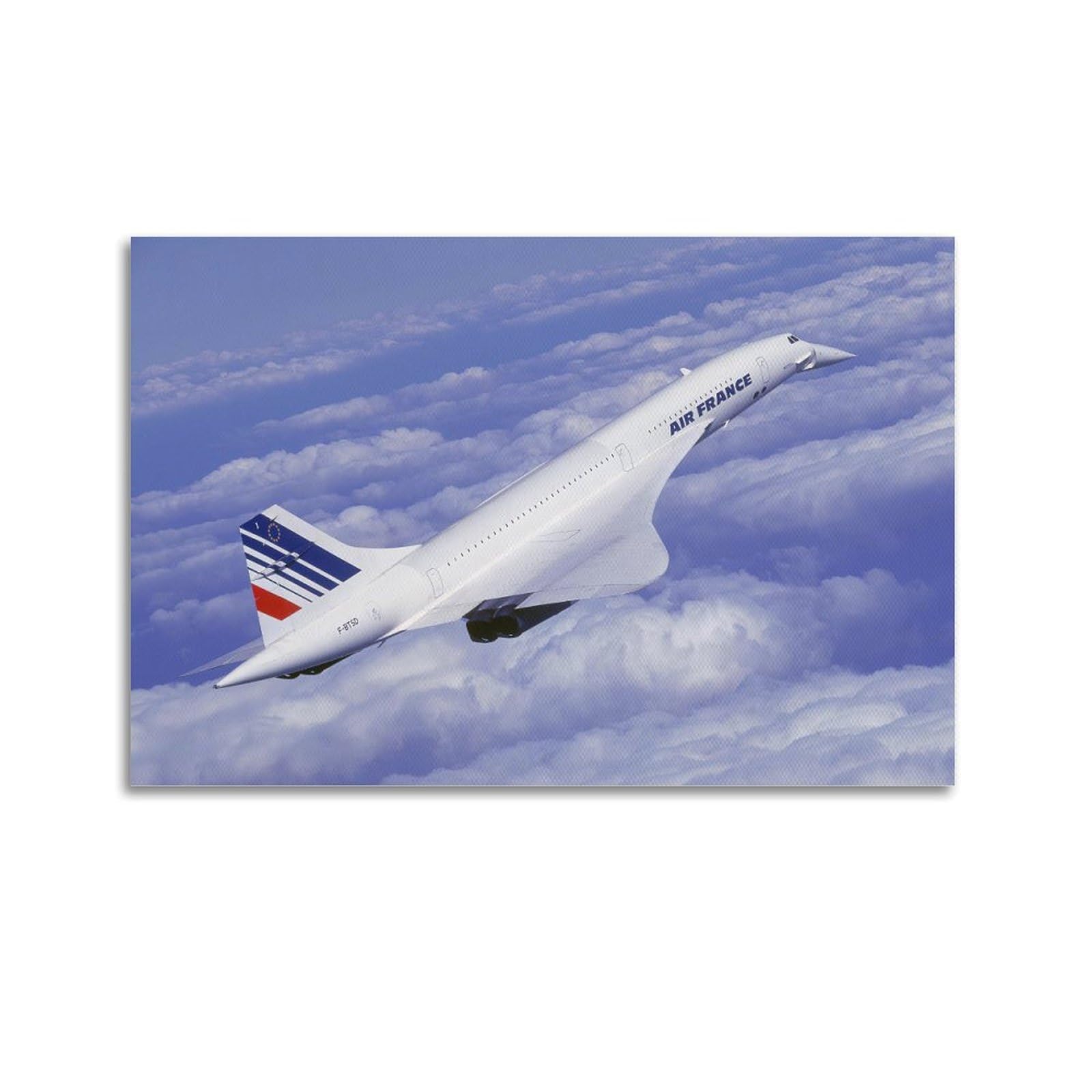 IUAUTVZM Civil Air France Concorde Supersonic Airliner Flight Above Clouds Decorative Painting Canvas Wall Posters And Modern Family Bedroom Decor 08x12inch(20x30cm)