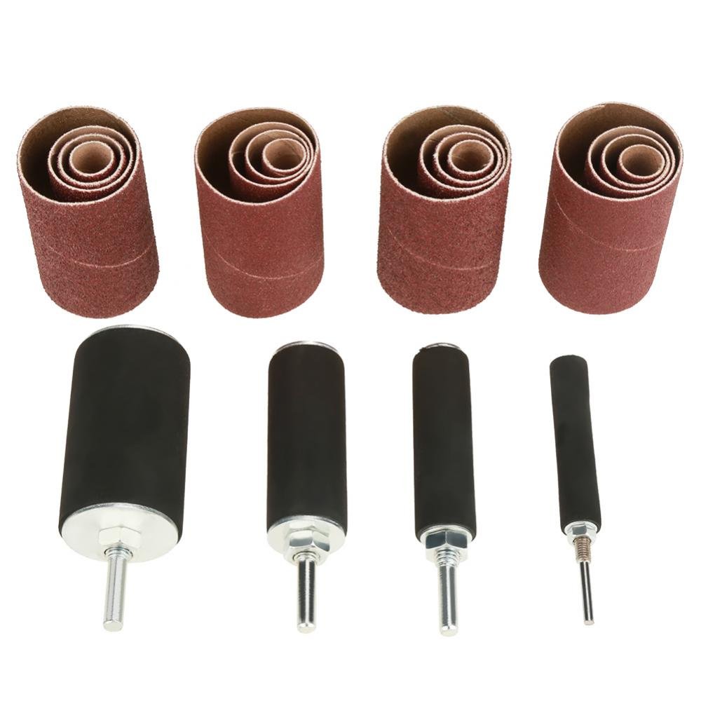 TOPINCN Drum Sanding Set, 20 Pieces with 4 Rubber Drums, 16 Sanding Sleeves 80-120 Grit, Storage Case, for Woodworking Power Drills - Image 4