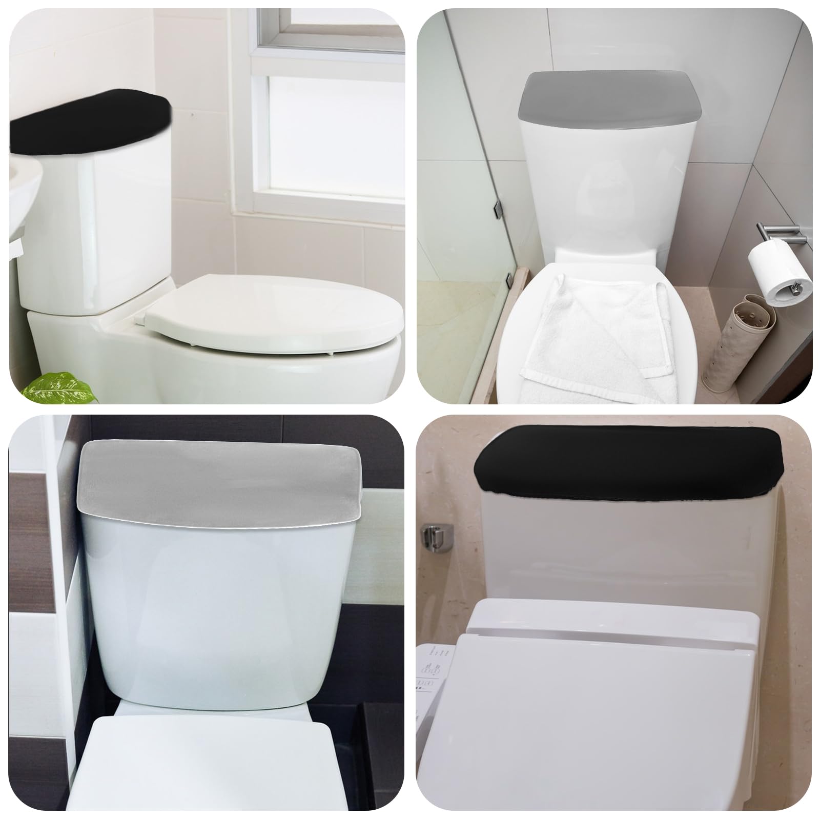 Toilet Tank Covers - Black & Gray Set -6 Toilet Tank Covers - Black & Gray Set -6