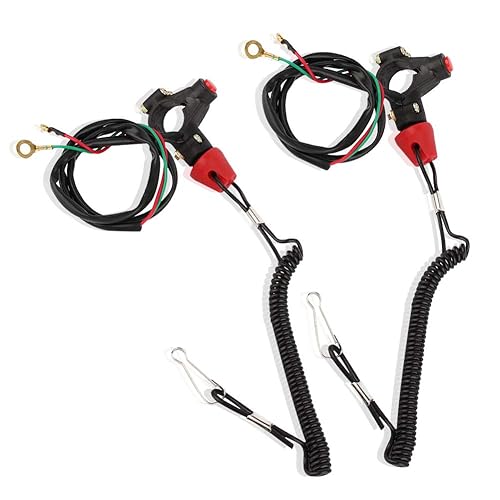 2 piezas de cable de amarre para moto de nieve, 12 V, 2 cables ATV interruptor de matanza para motor de motor interruptor de muerte para manillar
