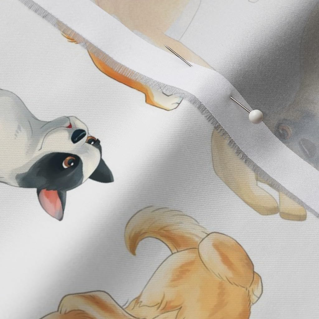 Spoonflower Fabric - Dogs Pattern Labrador Corgi Rottweiler Pug Beagle Dalmatian Boxer Printed on Organic Cotton Sateen Fabric by The Yard - Sewing Quilting Apparel Home Decor