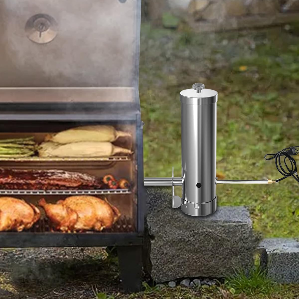 Generatore di Fumo Freddo in Acciaio Inox, Barbecue in Acciaio Inox Affumicatore a Freddo con Coperchio e Pompa, Generatore di Fumo Freddo per Griglia Forno a Fumo per Pesce Affumicato, Carne