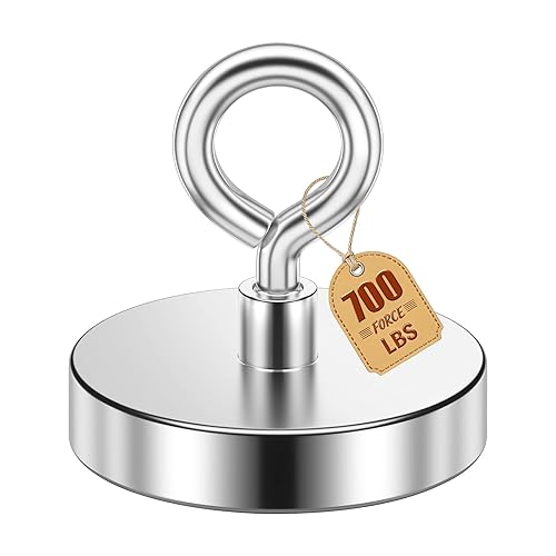 Miniatura 20 de Imán de neodimio de tierras raras con fuerza de tracción de 700 libras y cáncamo, diámetro de 2.95 pulgadas, magnetismo superior para rescate