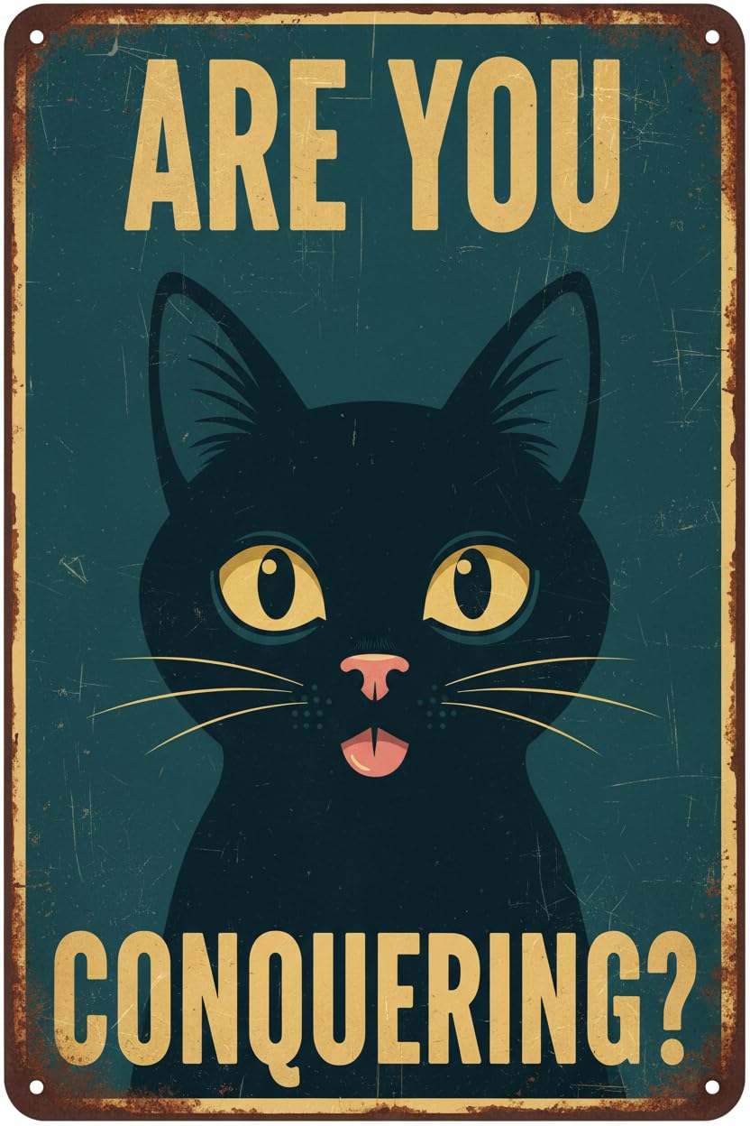 Are You Pooping Cat Bathroom Tin Sign, 12x8 Inch