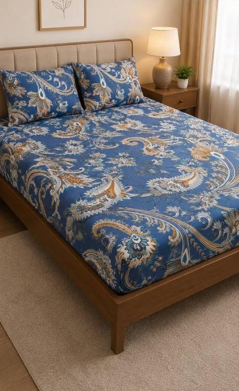 Cotton Floral Printed Double Bedsheet with 2 Pillow Covers, Shrink Resistant, 200 TC, Multicolour, Design 698 (Double Bedsheet)-image-27