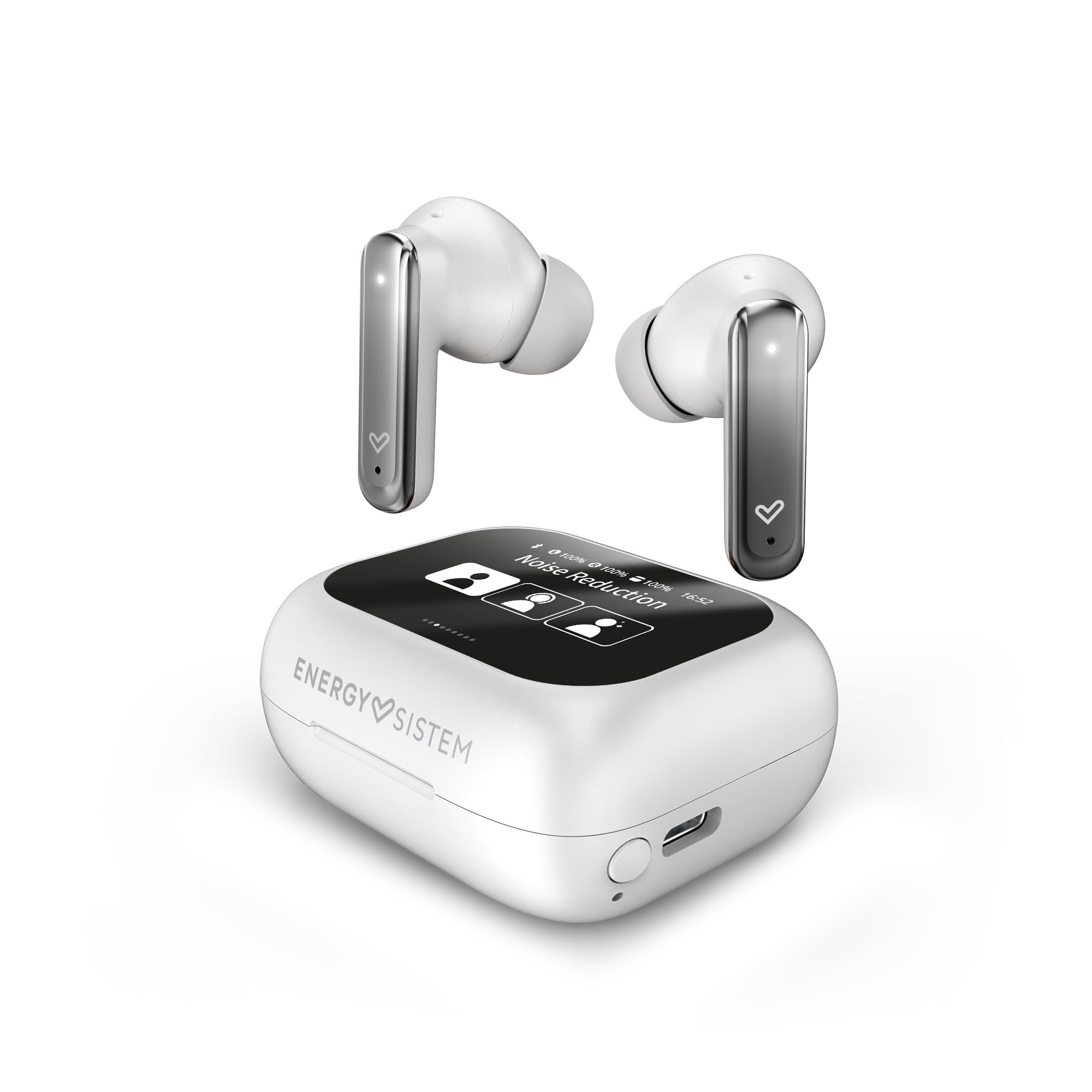 Energy Sistem ScreenSound – Auriculares True Wireless con ANC, Bluetooth 5.4, True Wireless Stereo, 25 Horas de batería y con Estuche de Carga con Pantalla Inteligente