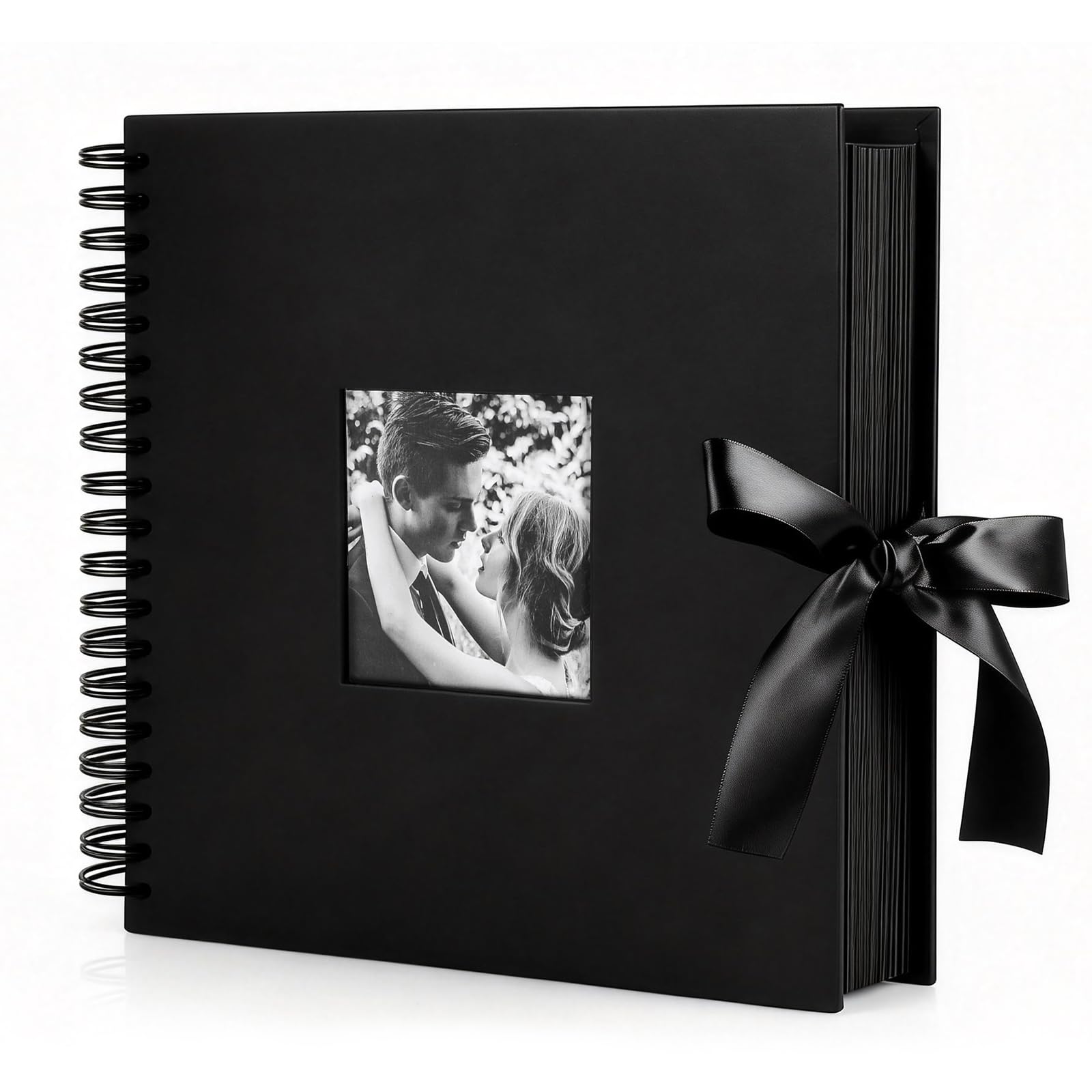 INNOCHEER Photo Album - Self Adhesive 80 Black Pages, Large Scrap Book Wedding Guest Book for DIY Anniversary Travel Memory Scrapbooking (Black 10X10)