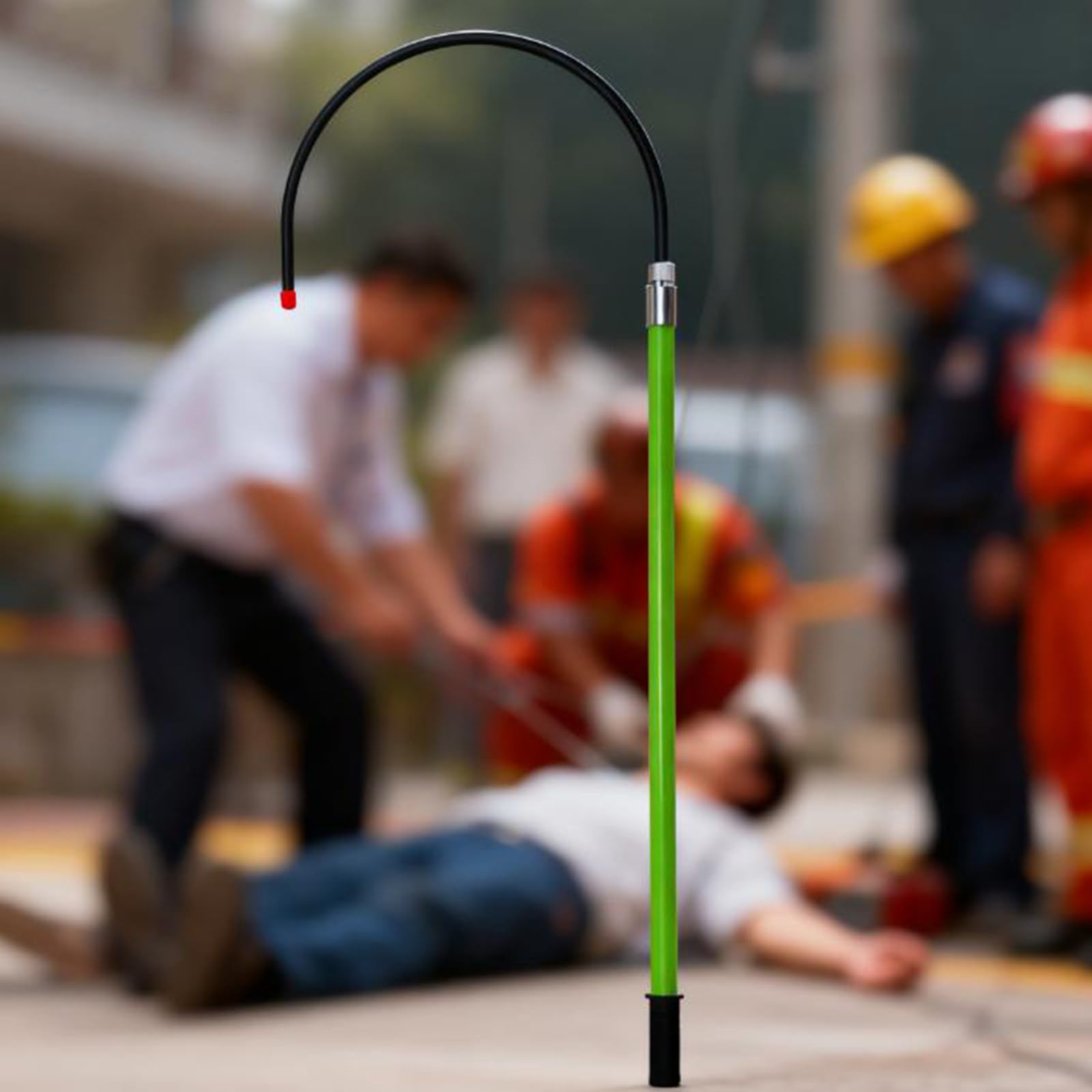 Poste de salvamento contra descargas eléctricas y gancho de rescate aislado rojo