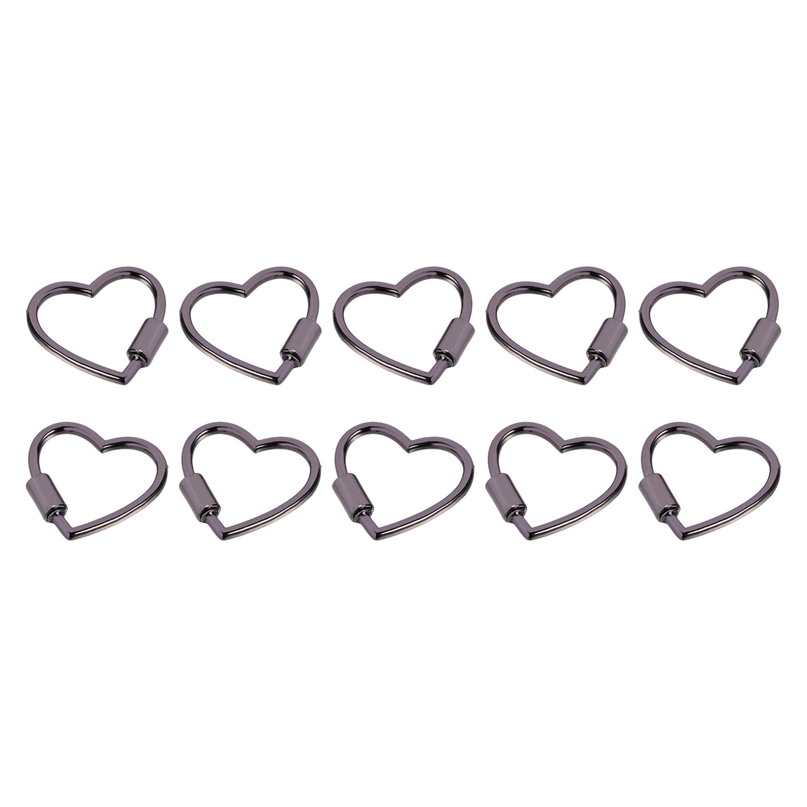 X-Institute 10Pcs Heart Carabiner Clip with Screw Gate Metal Clip Bag Strap Buckles Hook for Bag Accessories Heart Shaped Keychain