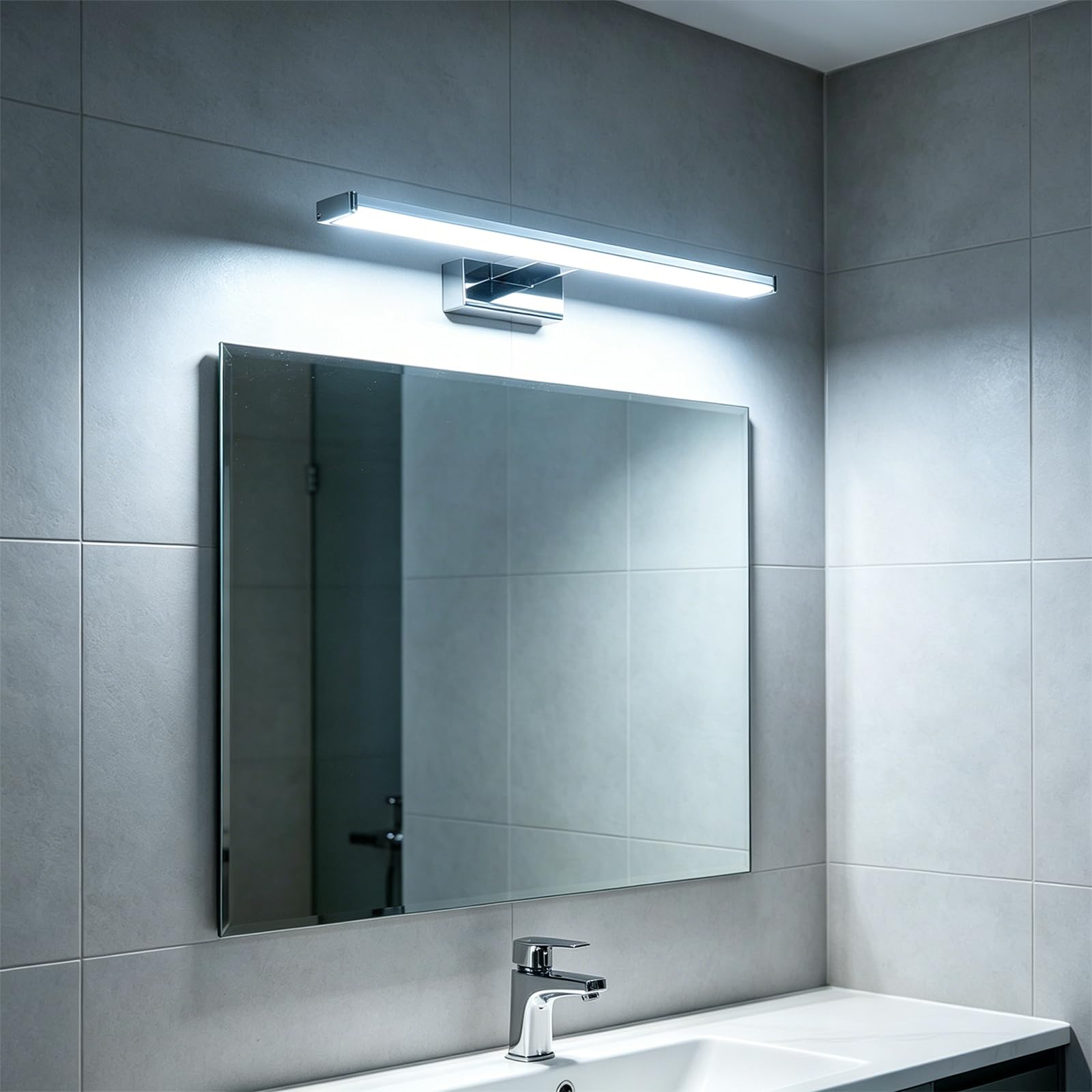 Lámpara de Espejo LED Baño 40cm 8W 640lm Blanca Frio 6500K IP44 Impermeable Aplique LED Aluminio Lámparas de Baño Iluminación para Armario Maquillaje Gabinete No Regulable 230V
