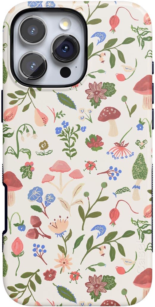 Casely iPhone 16 Pro Max Case | Garden Party | Mushroom Floral | Bold Protective Design | Compatible with MagSafe