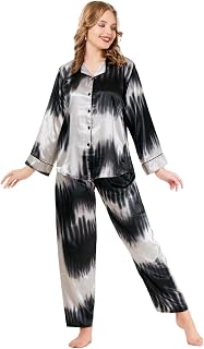 Kattly Women's Satin Printed Oversized Pyjama Night Suit Set | Silky Satin Sleepwear | Full Sleeves Comfortable Shirt and ... Price In India