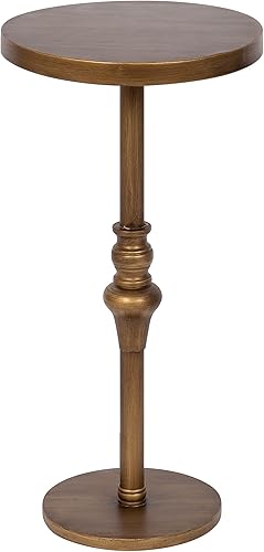 Kate and Laurel Stratton - Mesa de pedestal rústica, 13 x 13 x 26 pulgadas, color dorado, mesa de pedestal decorativa para decorar áreas de estar
