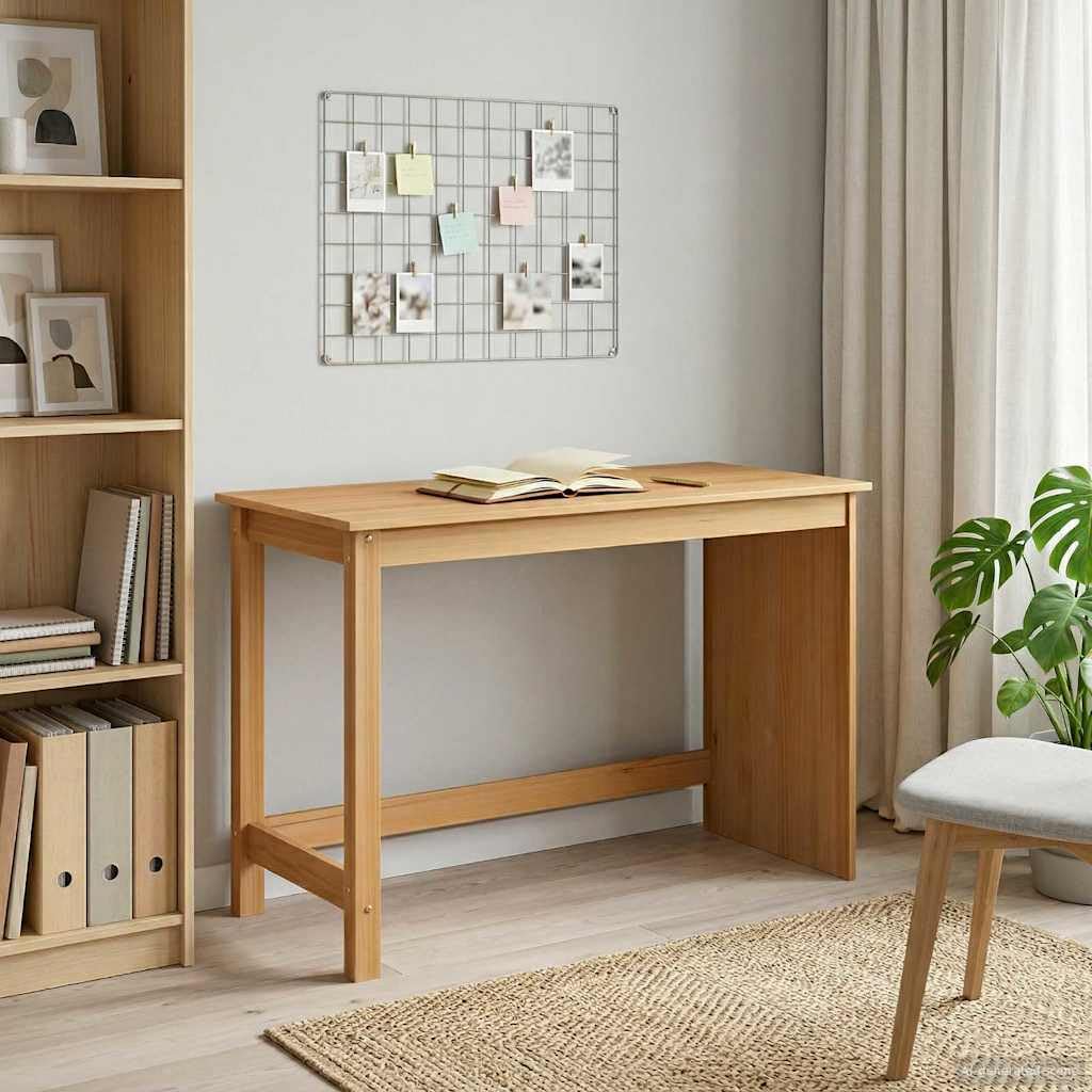 Bureau marron miel avec rangement pratique pour optimiser les petits espaces