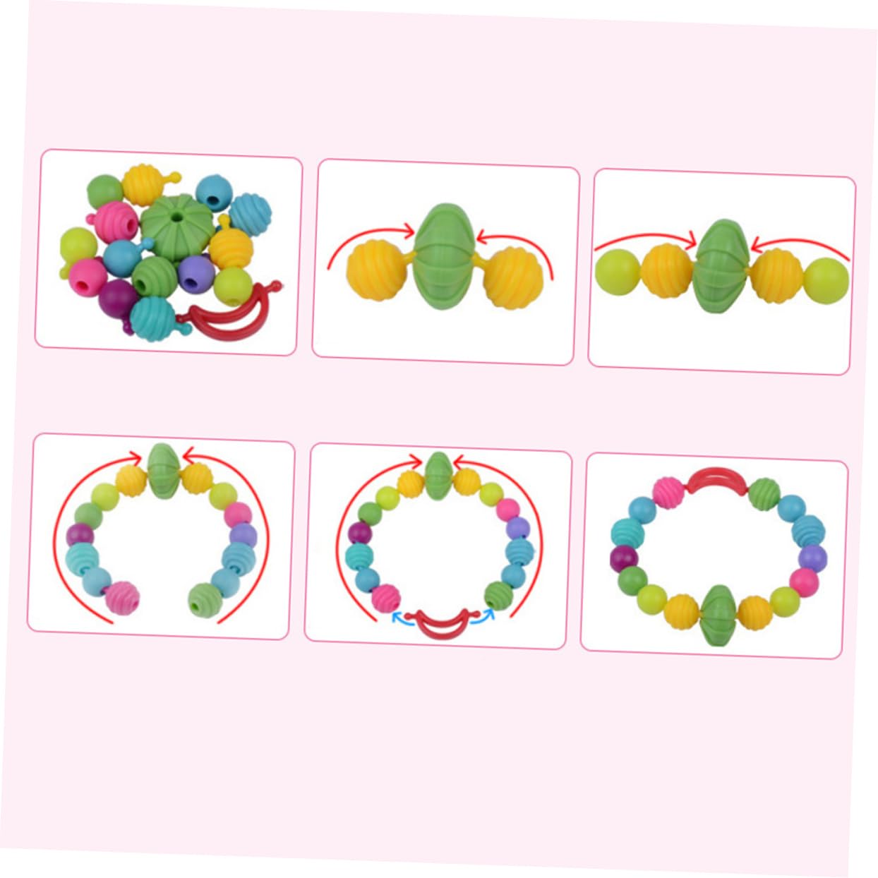 Abaodam Kit de Cuentas de Plástico DIY para Pulseras Infantiles, 1 Caja