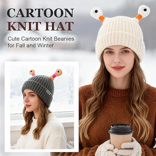 Miniatura 2 de KAMOJI Sombrero de punto de monstruo pequeño monstruo brillante de invierno para padres e hijos, 2026 nuevo sombrero de punto de monstruo brillante