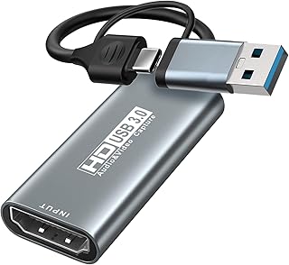 Video Capture Card,4K HDMI to USB 3.0 Capture Card,HDMI to USB/USB C Audio Video Recording in 1080P@60Hz, 2K@50Hz for Teaching,Broadcasting,Gaming,Streaming,Video Conference