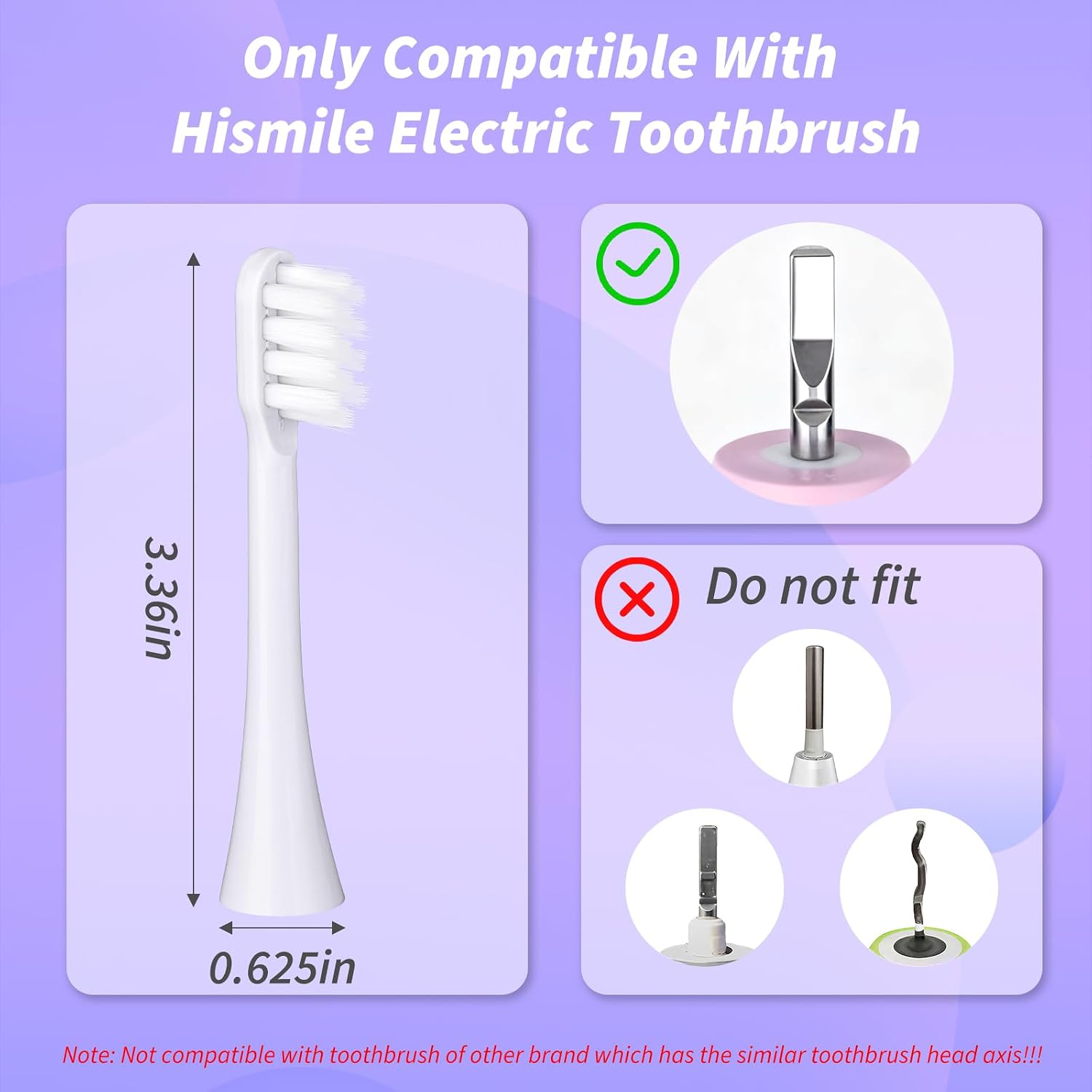 Toothbrush Replacement Heads Compatible with Hismile | Click-on Handles,Soft Bristles,4 Pack,Electric Toothbrush Accessories