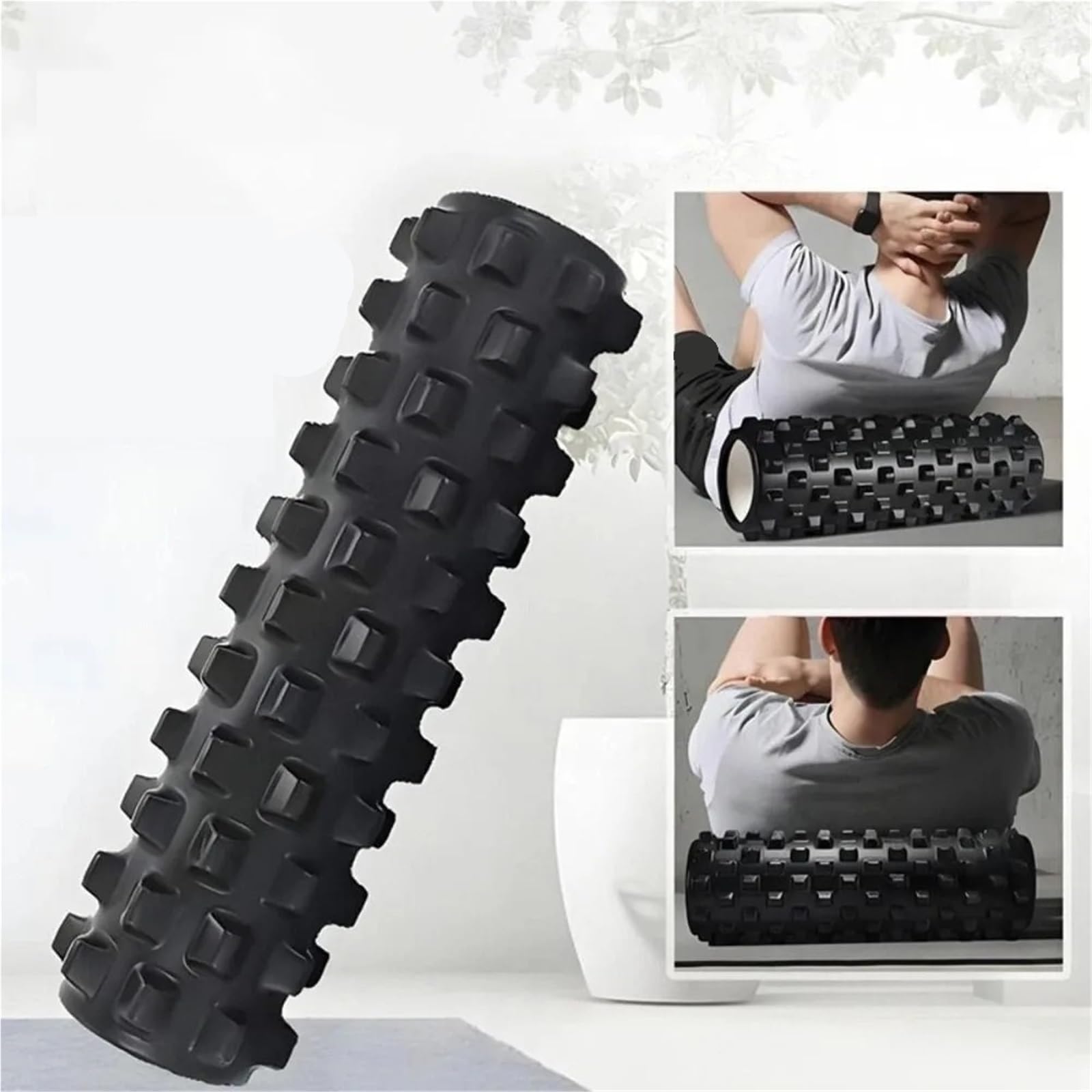 Rodillo de masaje espuma EVA for Yoga, 2 uds., punto disparo, rodillo for, Pilates, herramienta gimnasio, automasaje Para Fitness(Black)