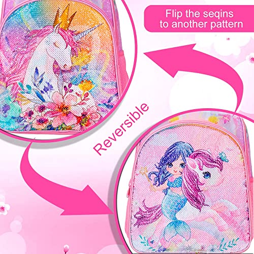 Wzlvo 3Pcs Unicorn Backpack For Girls, 16" Kids Sequin School Bookbag And Lunch Box For Elementary Toddler #TOP5