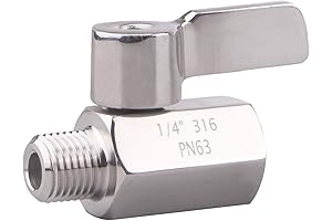 DERNORD 1/4 NPT Ball Valve, SUS316 Stainless Steel