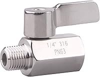 Vista 11 de DERNORD - Miniválvula de bola de acero inoxidable de 1,27 cm NPT hembra x macho SUS316