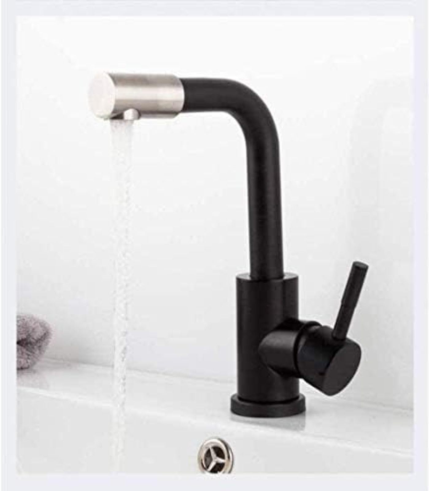 Faucet Kitchen Tap Contemporary Style Basin Cold and Hot Water Mixers 360 Degree Rotary Single Handle Black White Faucets