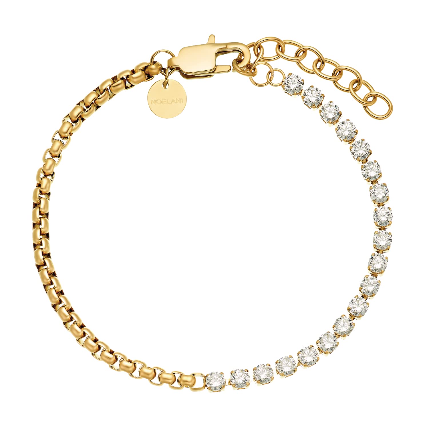 NOELANI Armband Edelstahl Damen Armschmuck, mit Zirkonia synth., 16+3 cm, Gold, Kommt in Schmuck Geschenk Box,