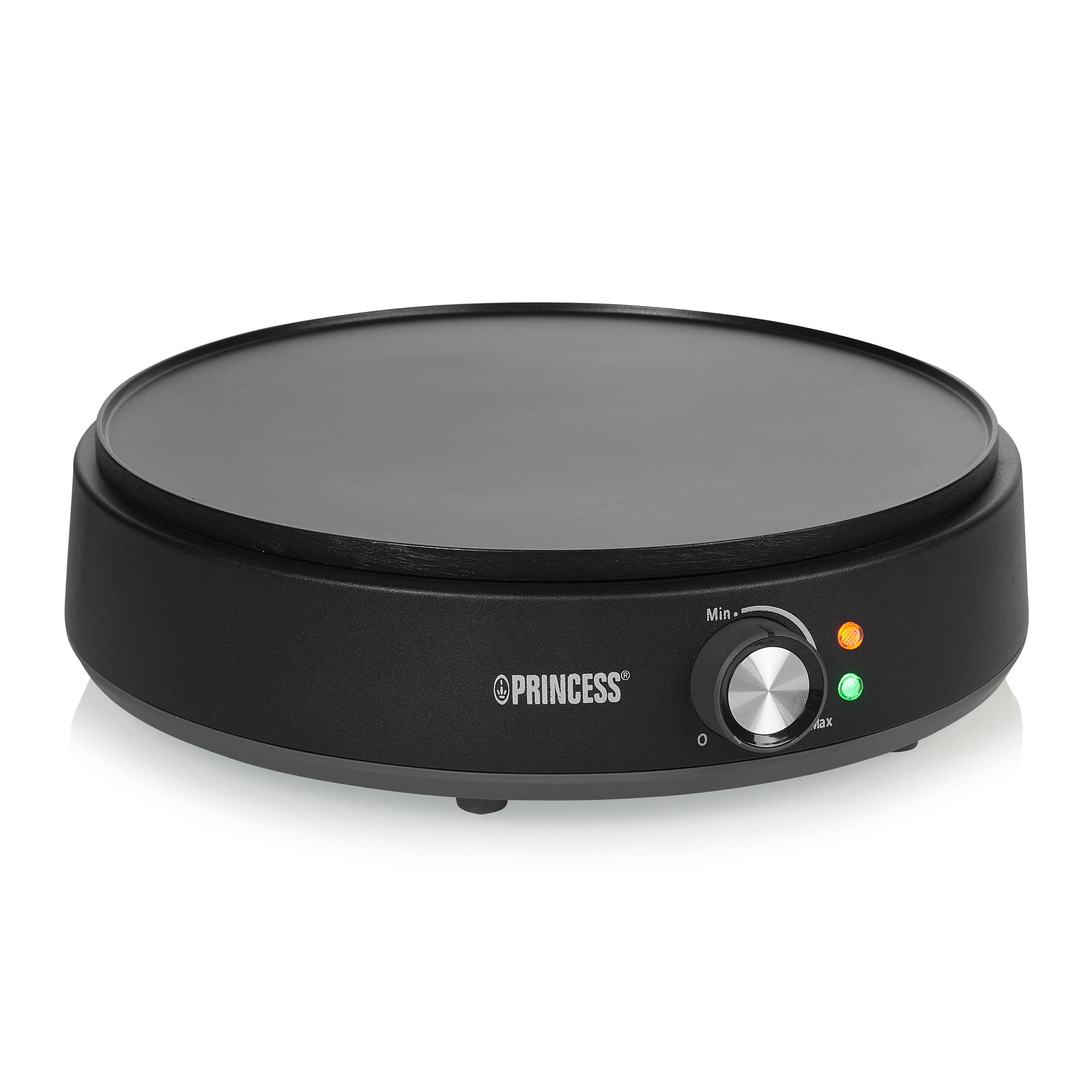 Princess 492235 Crepera Deluxe, superficie de 30 cm de diámetro, termostato regulable, luz indicadora de encendido y listo, recubrimiento antiadherente, 1200 W
