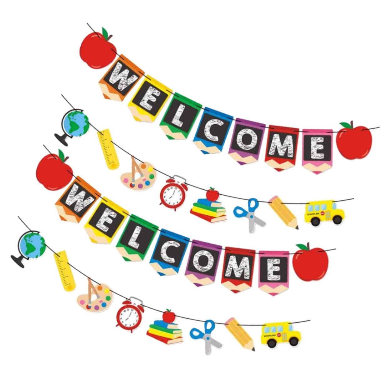 PRETYZOOM 20 Pz tirare la bandiera del fiore bandiera striscione di bentornato scuola home decor decorazione casa decorazioni di bentornato striscione di benvenuto in classe Carta